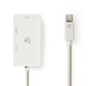 Nedis adaptér Mini DisplayPort na DVI-D, VGA, HDMI biela / Redukcia / 0,2 m / poniklované