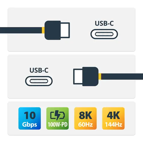 StarTech USB-C so skrutkovým zaistením čierna / Kábel / USB-C - USB-C / 10 Gbps / PD 20V / 1 m