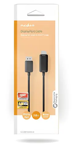 Nedis DisplayPort-HDMI kábel čierny / Kábel DisplayPort-HDMI / 4K 60Hz / Poniklované konektory / 2 m / Okrúhly PVC