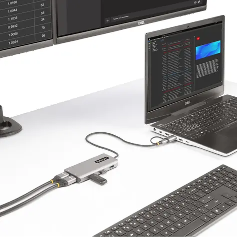 StarTech USB-C Multiport Adaptér strieborná / USB-C húb / 2x HDMI / 3x USB-A / 60 Hz