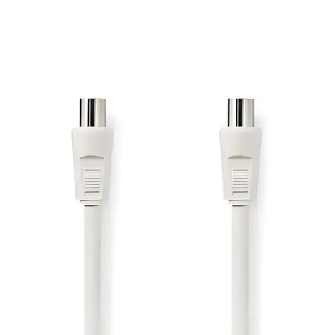 Nedis Koaxiálny kábel IEC(M)-IEC(F) 10 m biela / Koaxiálny kábel / 75 Ohm / Dvojité tienenie / 90 dB