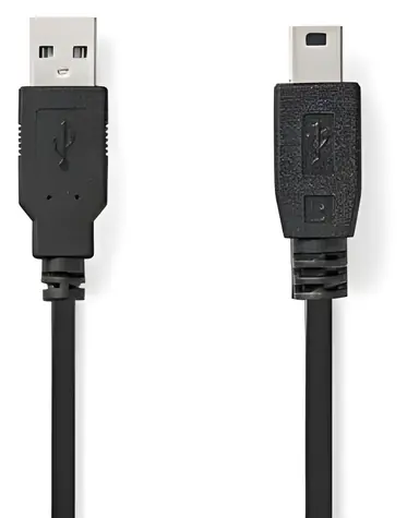 Nedis USB-A - Mini-B čierna / Kábel USB / USB 2.0 / 5 m