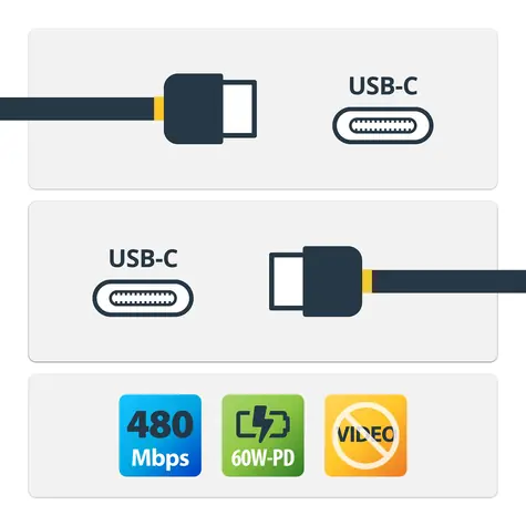 StarTech nabíjací kábel USB-C - USB-C čierna / Nabíjací kábel / 60W PD / USB 2.0 / 1 m