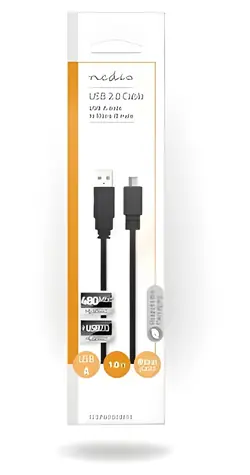 Nedis USB kábel USB-A - Micro-B čierna / USB kábel / USB 2.0 / 480 Mbps / 1 m / plochý