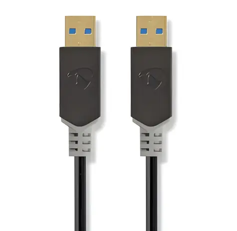 Nedis USB-A - USB-A 3.2 Gen1 2m antracitová / USB kábel / 18 W / 5 Gbps / Pozlátené konektory