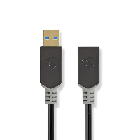 Nedis USB-A (M) - USB-A (F) antracitová / Predlžovací kábel / USB 3.2 Gen 1 / 5 Gbps / 2 m / pozlátené konektory