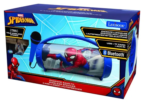LEXIBOOK Bluetooth reproduktor Spiderman / s mikrofónom / svietiaci design