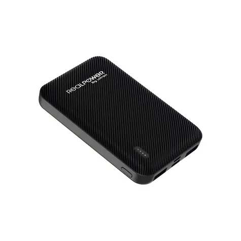 RealPower PB-5000 SE čierna / Powerbanka 5000 mAh / 2x USB & USB-C / 5V / 2,4A