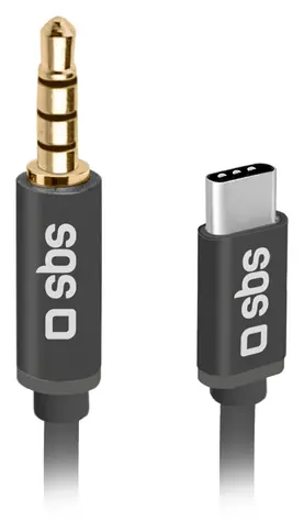 SBS Adaptér USB-C na Jack 3,5 mm čierna / Adaptér / 1 m