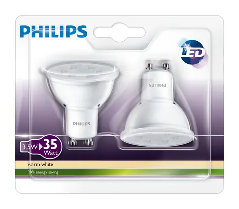 Philips LED žiarovka GU10 3.5W teplá biela / Bodová žiarovka / 36 ° / 2700 K / 2 ks
