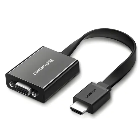 Ugreen MM103 čierna / Adaptér HDMI - VGA / Micro-USB napájanie / 25 cm