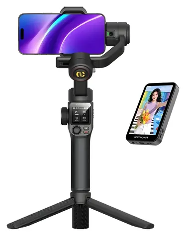 AOCHUAN S3 čierna / Stabilizátor / dotykový displej / AI sledovanie 360° / LED svetlo 150 lm