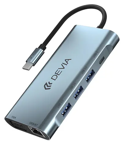 Devia Leopard Series tmavo šedá / USB hub / 11v1 / USB-C