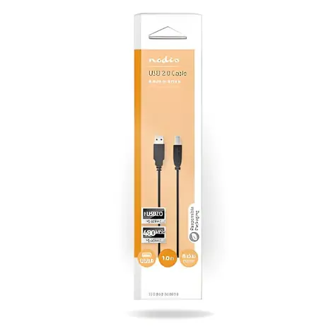 Nedis USB 2.0 kábel AB 1m čierna / USB kábel / 480 Mbps / poniklovaný
