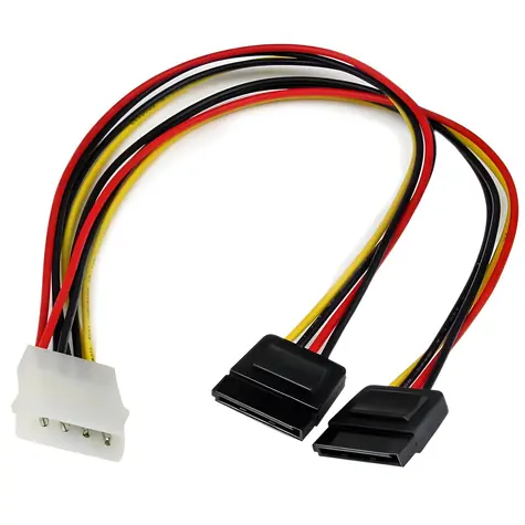 StarTech napájací Y-kábel Molex - 2x SATA / Napájací kábel / Molex - 2x SATA 15-pin / 0,3 m