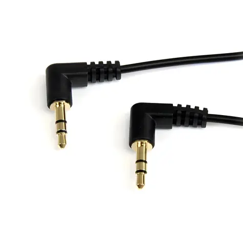 StarTech MU1MMS2RA / Audio kábel / Jack 3,5 mm - Jack 3,5 mm / lomený 90 ° / Slim / 0,3 m