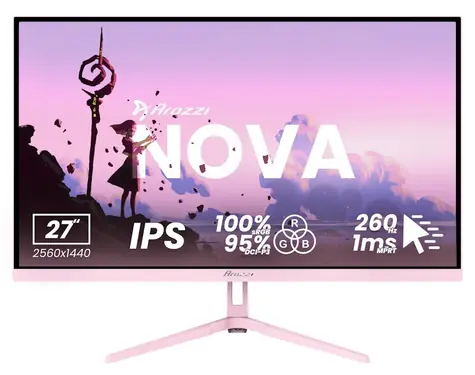 27" Arozzi NOVA 27T2K260 ružová / Monitor / IPS / 2560x1440 / 260Hz / 1ms / 2x HDMI / 2x DP