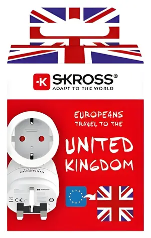 SKROSS Cestovný adaptér Európa-UK uzemnený / Cestovný adaptér / typ G / 13A