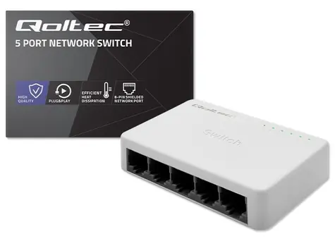 Qoltec 52245 / Sieťový switch / 5 portov RJ45 / 100 Mbps