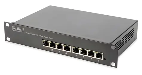 Digitus DN-80114 / Switch / 8x Gigabit RJ45 / Unmanaged / 1U kovové púzdro / bez ventilátora