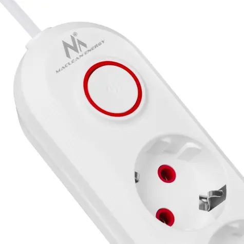 Maclean MCE394 W biela / Predlžovací kábel / 3x zásuvka + 3x USB / 2500 W / 1,5 m