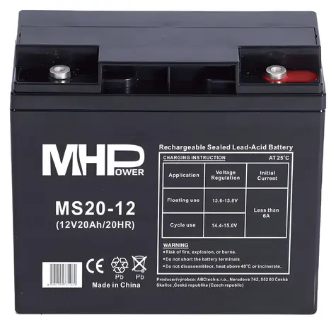 Carspa MHPower MS20-12 / Olovený akumulátor / AGM / 12V / 20Ah / T5