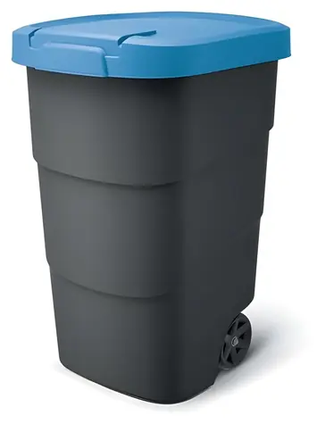 Prosperplast Popolnice Wheeler 90 l antracit s modrým vekom / Plast / Výška 78,3 cm