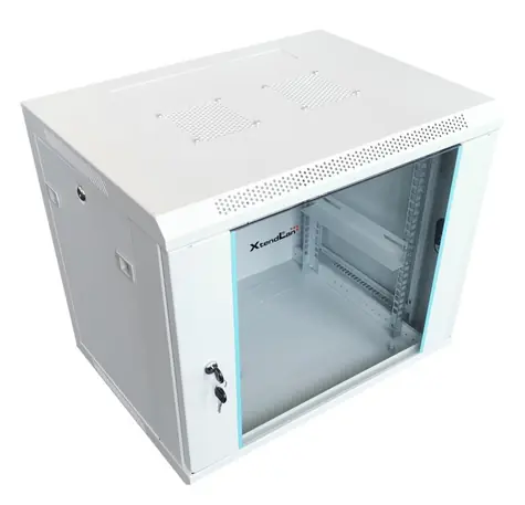 Xtendlan 12U 600x450 / Nástenný rozvádzač / Sklenené dvere / Šedý / Nosnosť 60 kg