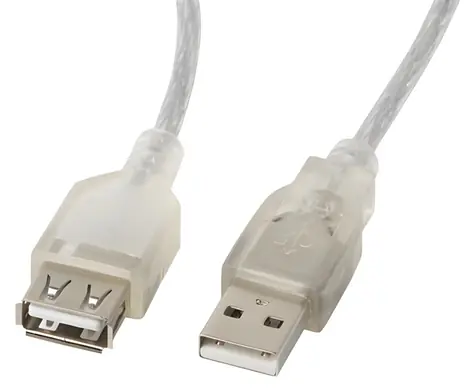 Lanberg kábel USB-A(M)-USB-A(F) 2.0 transparentný 5 m / Kábel USB / 5 m