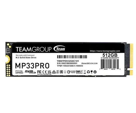 TeamGroup MP33 PRO 512GB / SSD / M.2 2280 / PCIe 3.0 x4 NVMe / R: 3500 MB / s / W: 3000 MB / s