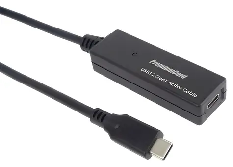 PremiumCord USB-C repeater a predlžovací kábel M/F 5m / Repeater a predlžovací kábel / USB-C / 5Gbps