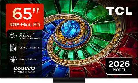 65" TCL 65RM7L čierna / Televízia / 4K UHD / RGB-Mini LED / 144Hz / Google TV / DVB-T2/C/S2 / 40W repro