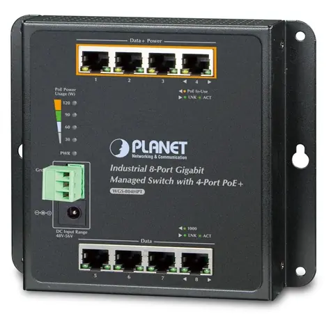Planet WGS-804HPT / Switch / 8x Gigabit / PoE+ 144 W / Managed / Nástenná montáž