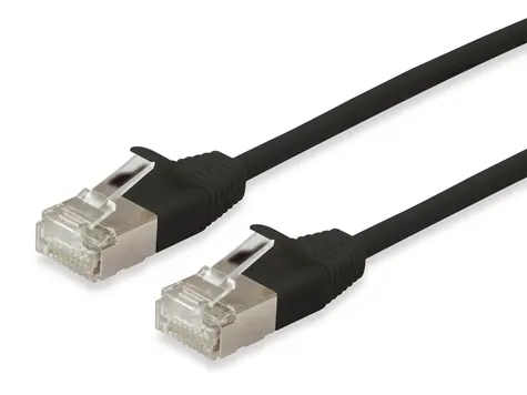 Equip Slim čierna / Patch kábel / Cat6A / F/FTP / 2 m