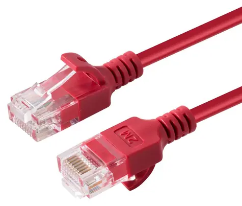 MicroConnect CAT6a U/UTP Slim 0.15m červená / Patch kábel / RJ-45