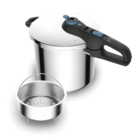 TEFAL Secure Trendy P2584401 / Tlakový hrniec / 8 l / nerez / parný košík / vhodné pre indukciu