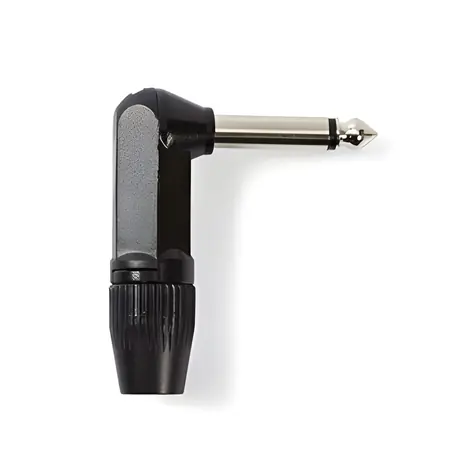 Nedis Konektor jack 6.35 mm uhlový zástrčka čierna / Konektor / Spájkovacie / Poniklovaný / Hliník