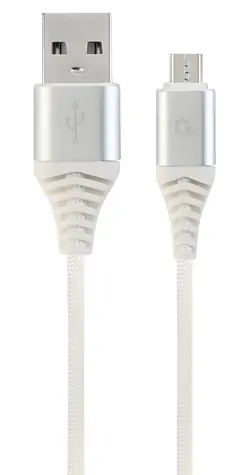 Cablexpert USB-A - Micro-USB bielo-strieborná / USB kábel / opletený / 1 m