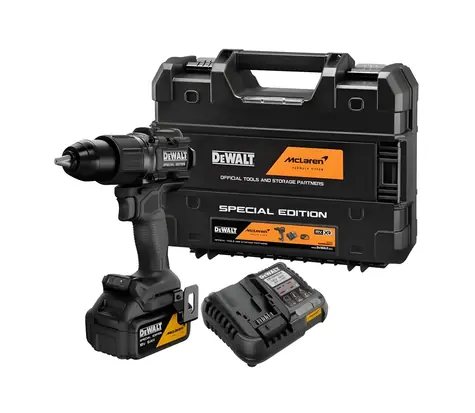 DeWalt DCD86MP1T-QW McLaren / Aku príklepová vŕtačka / 18V / 5.0 Ah / nabíjačka / Kufor