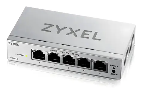 ZyXEL GS1200-5V3 sivá / Switch / Desktop / 5x GLAN / Managed L2 / Fanless