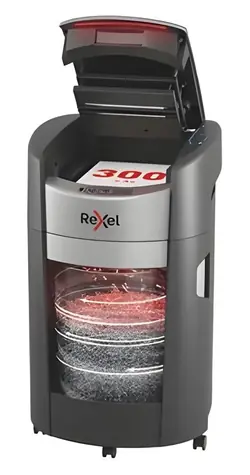 Rexel ShredMax AutoFeed+ 300M / Automatický skartovač / až 300 listov / dotykové ovládanie / 55 dB / čierna