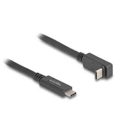 DeLock USB-C rovný/lomený kábel 1 m čierna / USB kábel / USB 3.2 Gen 2 / 10 Gbps / PD 60 W / DP Alt Mode 4K