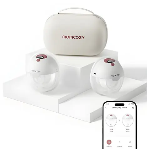 Momcozy M5 červená / Odsávačka materského mlieka / dvojitá / aplikácia / 9 stupňov / USB-C