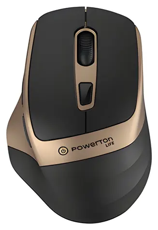 Powerton LIFE FLIXO čierno-zlatá / Bezdrôtová myš / optická / 1600 DPI / 6 tlačidiel / 2,4 GHz