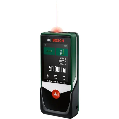 BOSCH AdvancedDistance 50C / Digitálny laserový diaľkomer / Dosah až 50 m / Presnosť ±2 mm / Bluetooth / 3x AAA