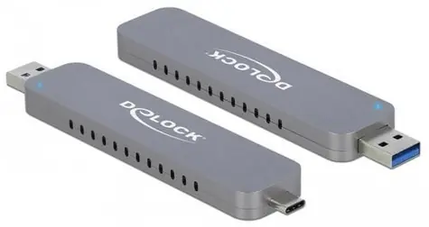 DeLock / Externé puzdro pre M.2 SSD / USB-C + USB-A / 10 Gbps