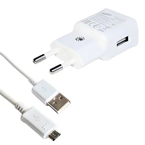Samsung EP-TA50EWE + ECB-DU4AWE biela / Cestovná nabíjačka / USB / 5V/1,55A / vr. microUSB kábla / Bulk