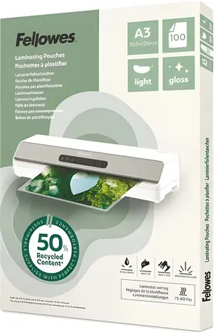 Fellowes A3 80 mic / Laminovacia fólia / 100ks / lesklá / recyklovaný materiál