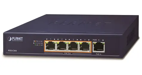 Planet PoE extender 1x PoE-in, 4X PoE-out / PoE extender / 65 W / IEEE 802.3bt/at/ AF / Gigabit