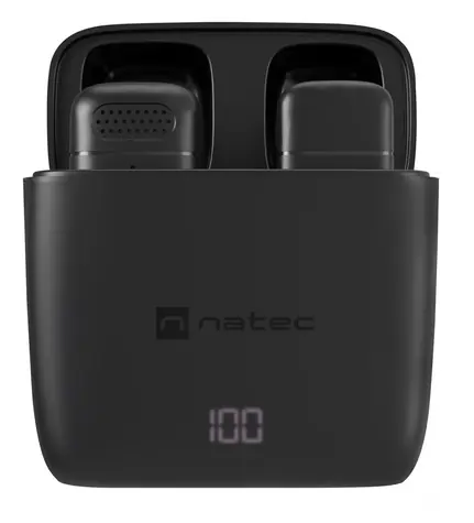 Natec Hopper Lavalier čierna (NMI-2253) / Klopový mikrofón / sada 2 ks / bezdrôtový / USB-C / 2.4 GHz